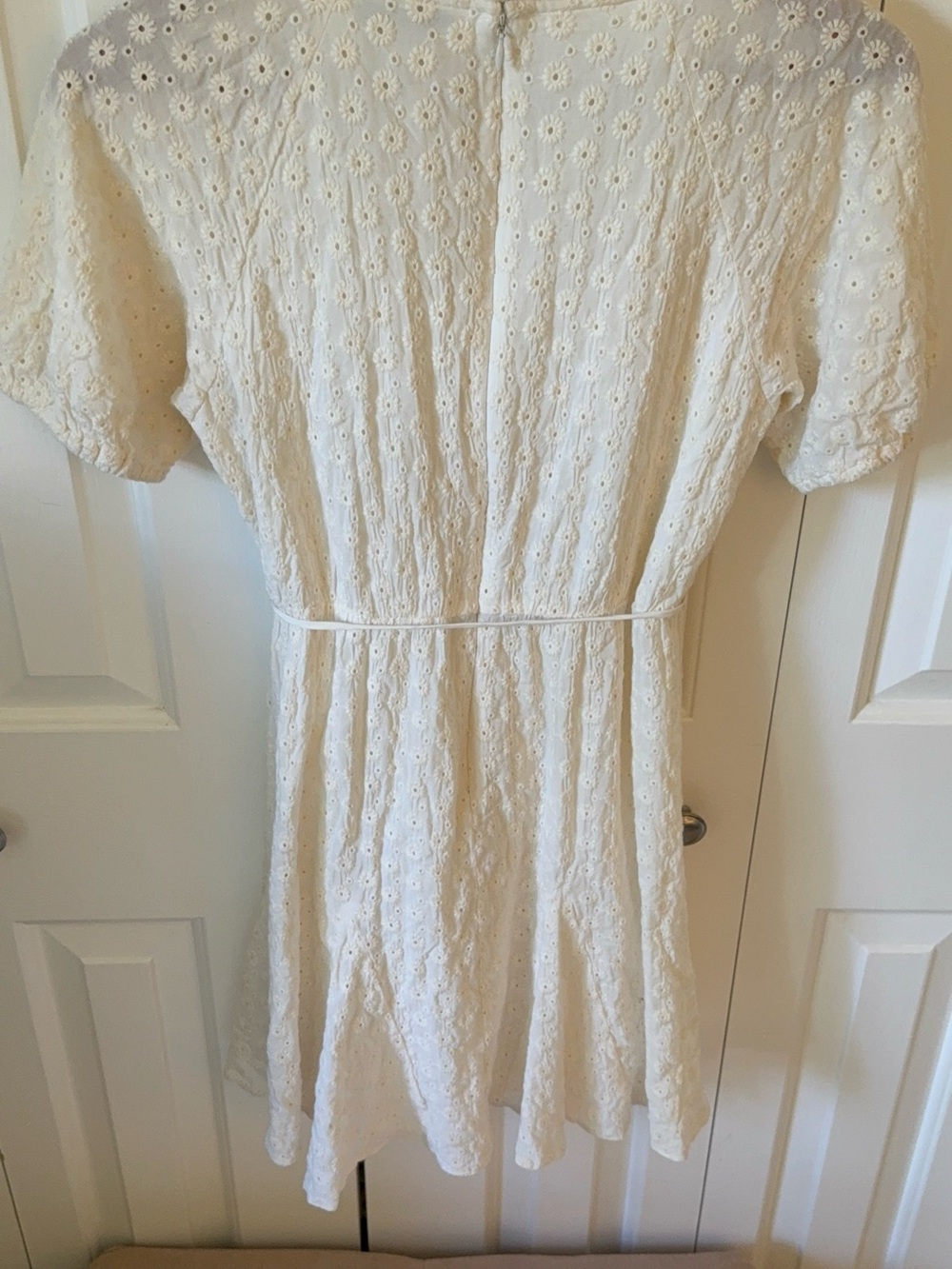 Madewell Cream Eyelet Tie-Waist Dress - Picture 8 of 9